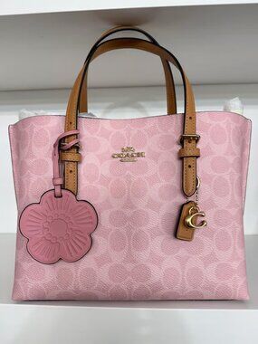 🤣COACH Mollie Tote Bag 25 In Signature Powder Pink NWT